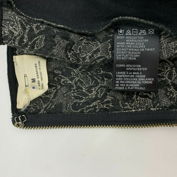 Urban Outfitters Pins & Needles Top Women Medium Black Floral Cropped Jacquard - Picture 10 of 10